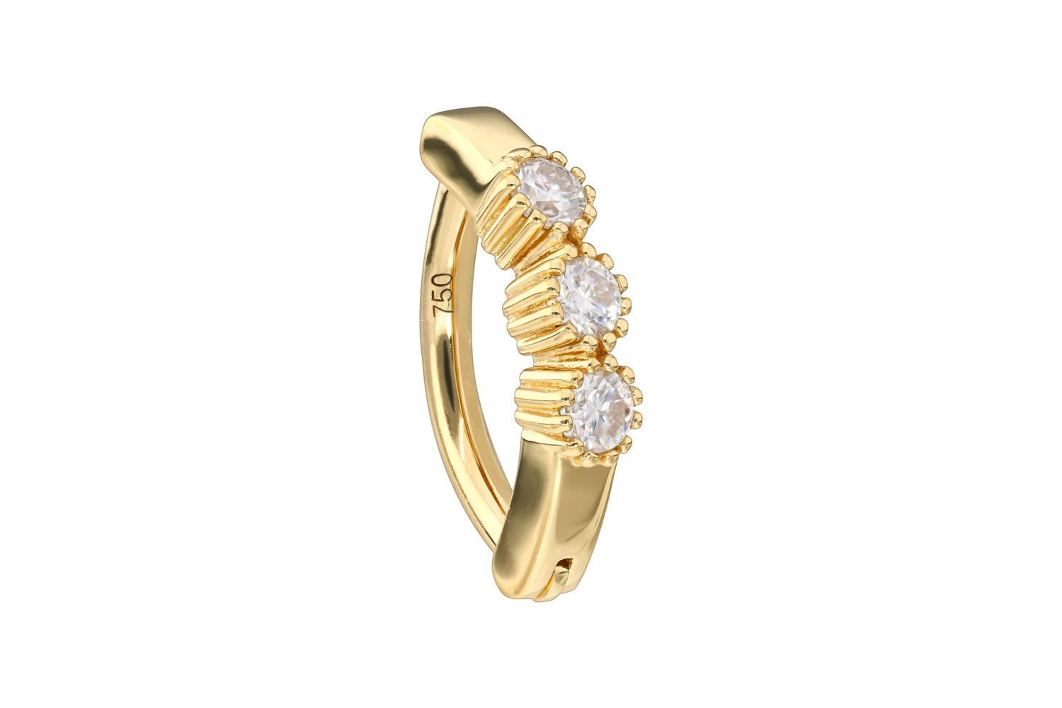 14/18 Karat Gold Bauchnabelclicker Bauchnabelpiercing BOGEN + 3 EINGEFASSTE MOISSANITE